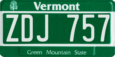VT license plate ZDJ757