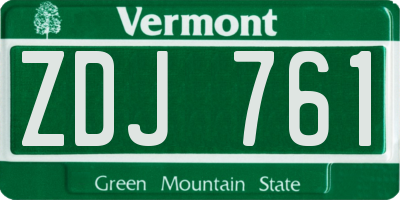 VT license plate ZDJ761