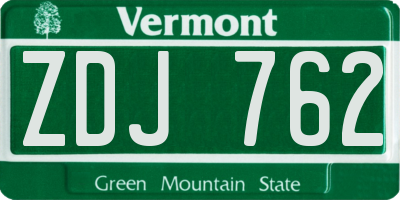 VT license plate ZDJ762