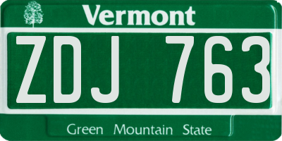 VT license plate ZDJ763