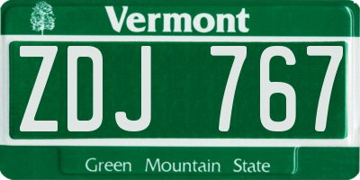 VT license plate ZDJ767