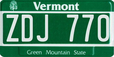VT license plate ZDJ770