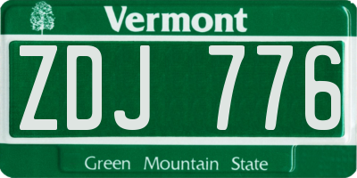 VT license plate ZDJ776