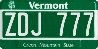 VT license plate ZDJ777