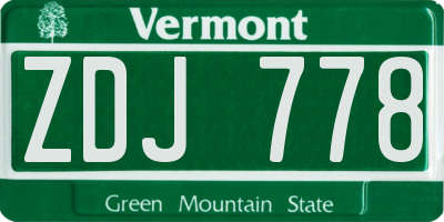 VT license plate ZDJ778