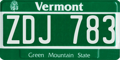 VT license plate ZDJ783