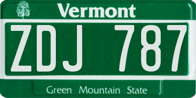 VT license plate ZDJ787