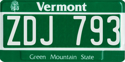 VT license plate ZDJ793
