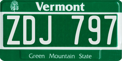 VT license plate ZDJ797