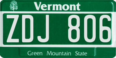 VT license plate ZDJ806