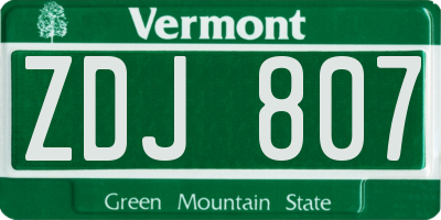 VT license plate ZDJ807