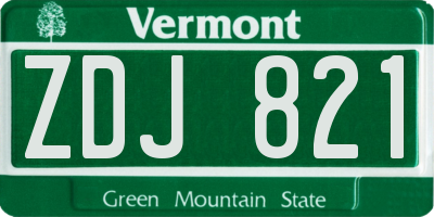 VT license plate ZDJ821