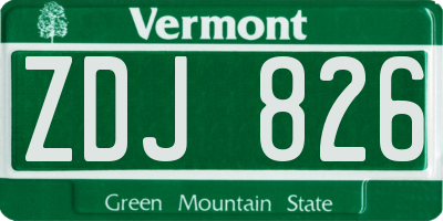 VT license plate ZDJ826