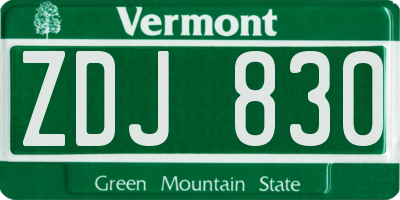 VT license plate ZDJ830