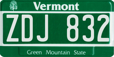 VT license plate ZDJ832