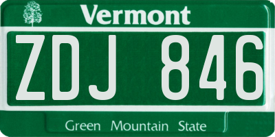 VT license plate ZDJ846