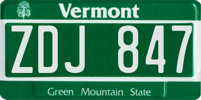 VT license plate ZDJ847