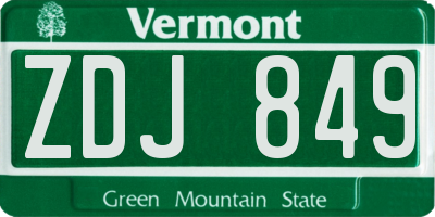VT license plate ZDJ849