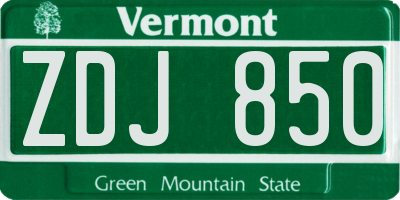 VT license plate ZDJ850
