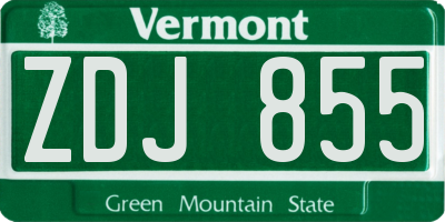 VT license plate ZDJ855