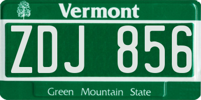 VT license plate ZDJ856