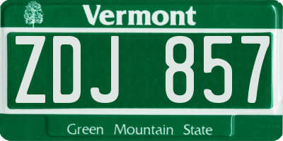 VT license plate ZDJ857