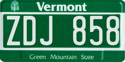 VT license plate ZDJ858