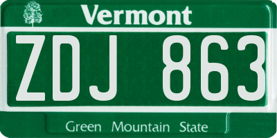 VT license plate ZDJ863
