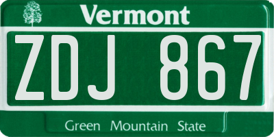 VT license plate ZDJ867
