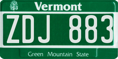 VT license plate ZDJ883