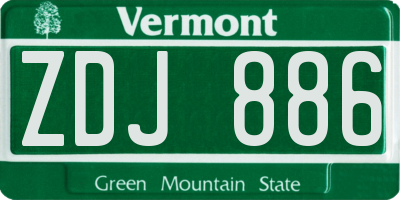 VT license plate ZDJ886