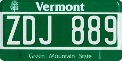 VT license plate ZDJ889