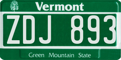 VT license plate ZDJ893