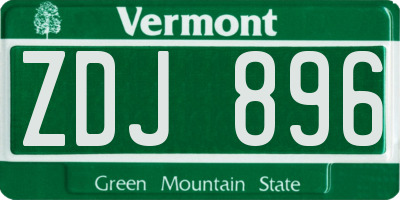 VT license plate ZDJ896
