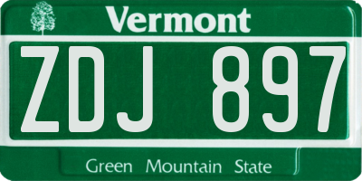 VT license plate ZDJ897