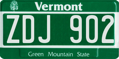 VT license plate ZDJ902