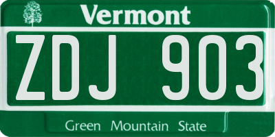 VT license plate ZDJ903