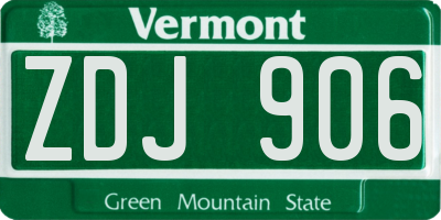 VT license plate ZDJ906