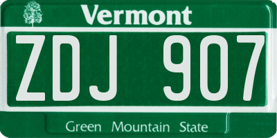 VT license plate ZDJ907
