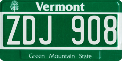 VT license plate ZDJ908
