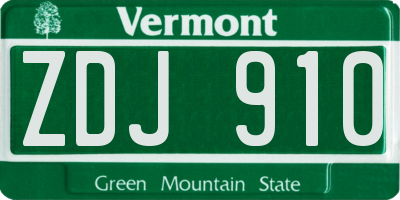 VT license plate ZDJ910