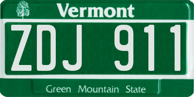 VT license plate ZDJ911
