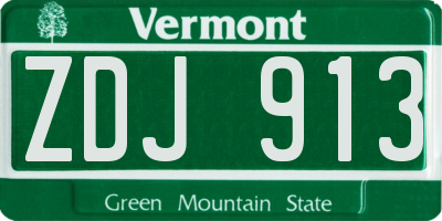VT license plate ZDJ913