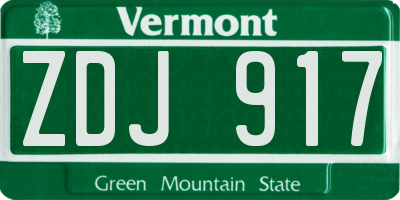 VT license plate ZDJ917