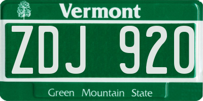 VT license plate ZDJ920