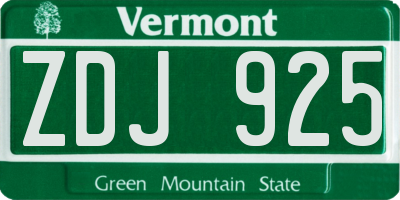 VT license plate ZDJ925