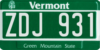 VT license plate ZDJ931