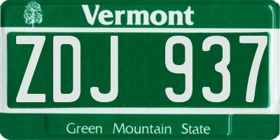 VT license plate ZDJ937