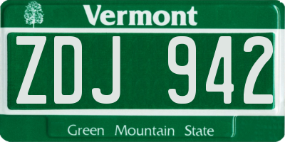 VT license plate ZDJ942