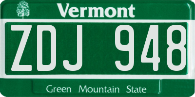 VT license plate ZDJ948